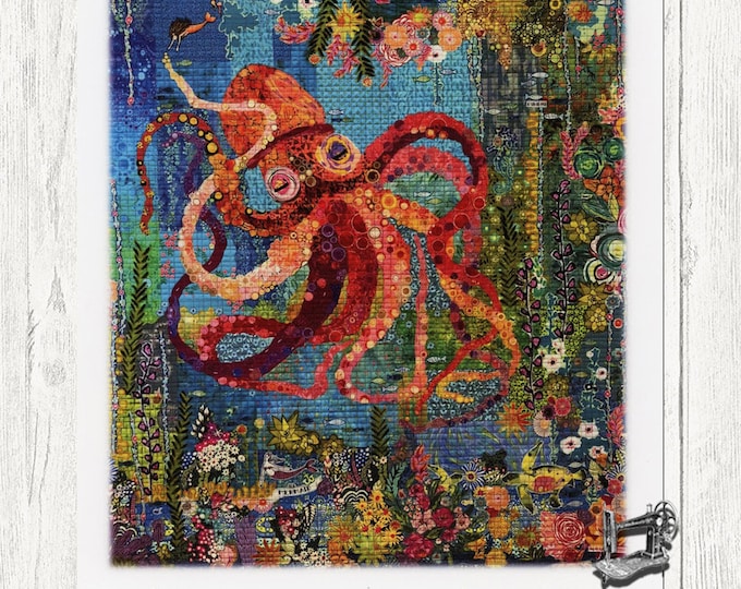 Octopus Garden Collage Quilt Pattern by Laura Heine for Fiberworks FBWOCTO
