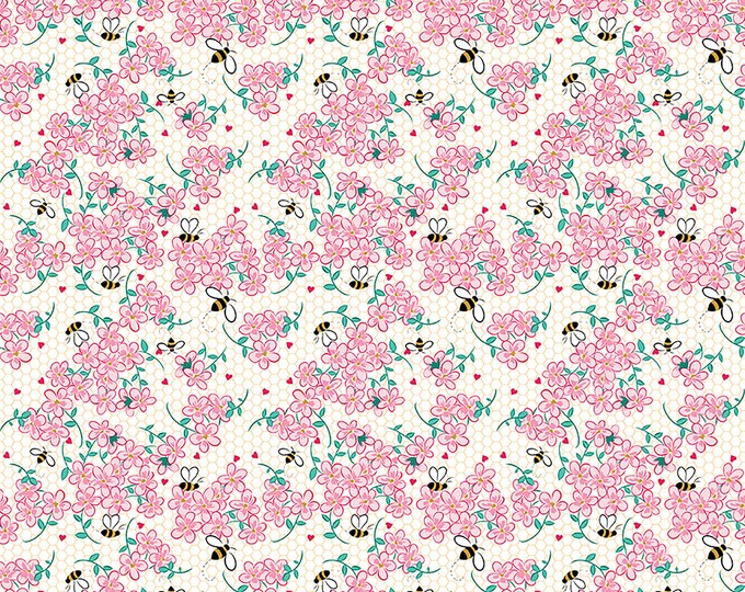 Mint For You Floral White Sparkle Fabric // Riley Blake Designs SC12761-White by the HALF YARD