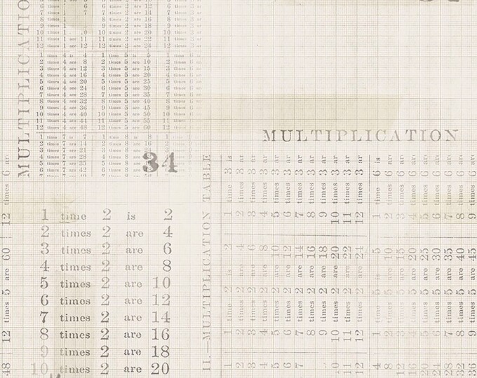 Tim Holtz Monochrome Multiplication Table Fabric // FreeSpirit PWTH106.PARCHMENT by the Half Yard