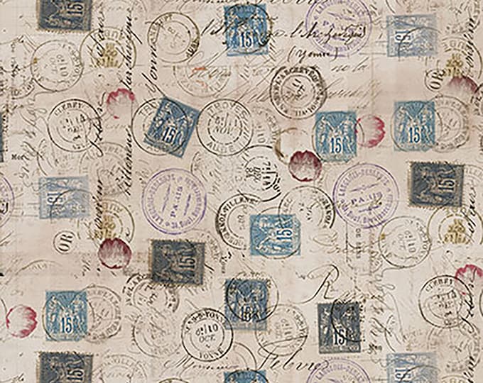 Tim Holtz Foundations Postage Fabric // FreeSpirit PWTH021.TAUPE by the Half Yard