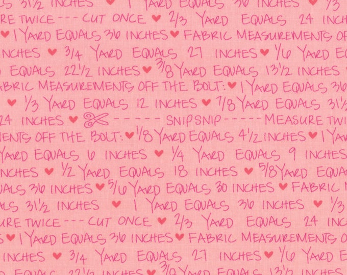 Spectrum Notes Text Fabric Pink // Moda Fabrics 10863 14 by the Half Yard