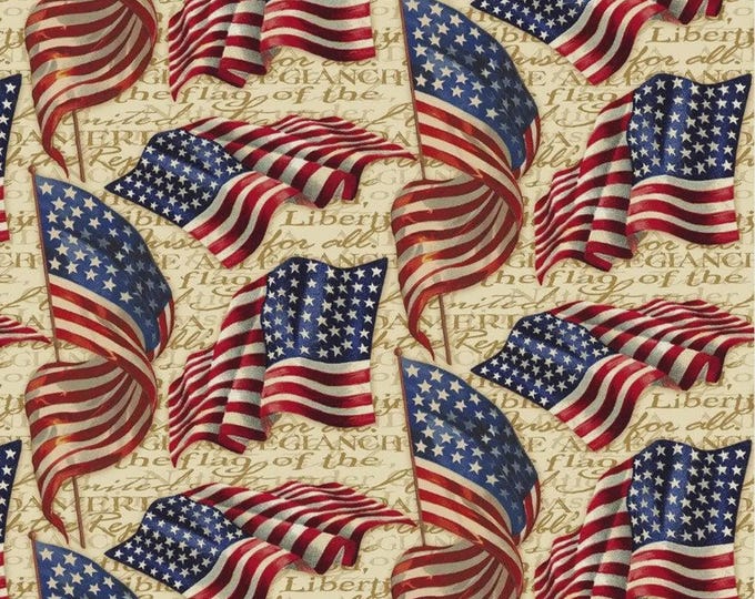 Artist Licensed We Pledge Allegiance Flag Fabric // Springs Creative 57108-D65028P by the HALF YARD