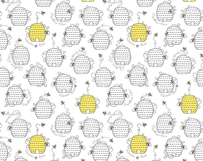 All The Buzz Beehive Fabric // Ink & Arrow // Quilting Treasures 27609-Z by the Half Yard