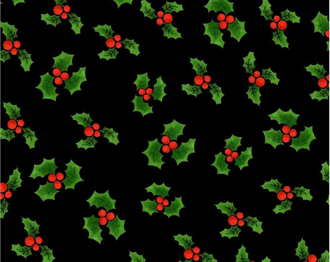 Lotsa Holly Black Fabric by Loralie Designs 692-406 by the Half Yard