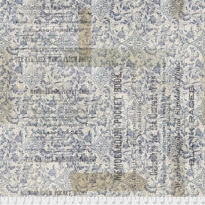 Tim Holtz Memoranda 2 Blue Fabric // FreeSpirit PWTH100.BLUE by the Half Yard