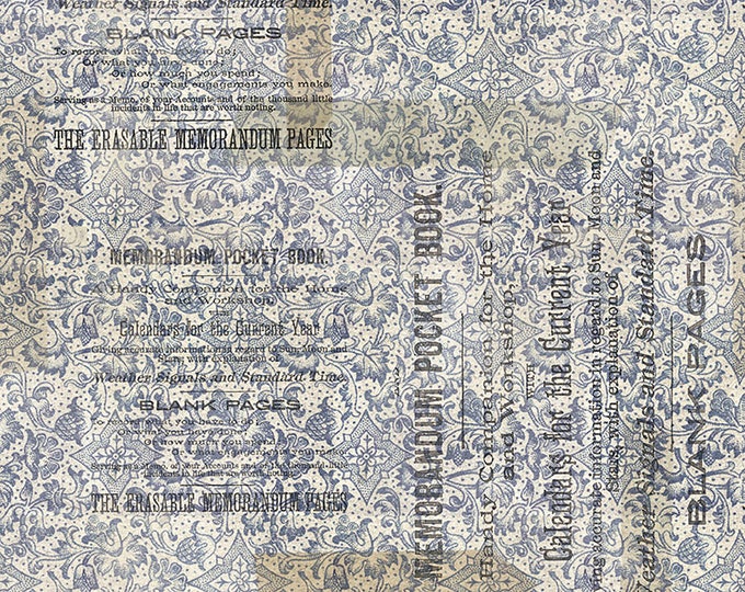 Tim Holtz Memoranda 2 Blue Fabric // FreeSpirit PWTH100.BLUE by the Half Yard