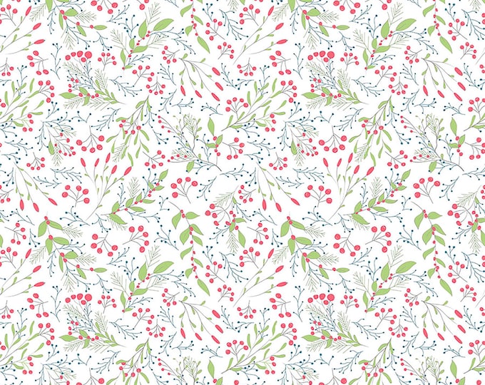 SALE Flannel Fabric: Snowy Floral Print - FreeSpirit Cotton per Yard