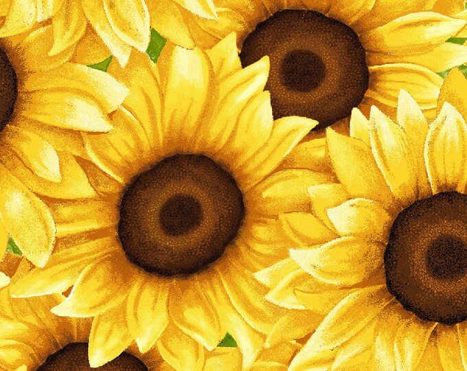Sunny Sunflowers Packed Sunflowers Fabric // StudioE 5570-44 by the Half Yard