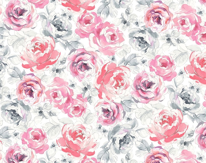 Sunny Delight Cabbage Roses Fabric // Michael Miller CM9845-PINK-D by the HALF YARD