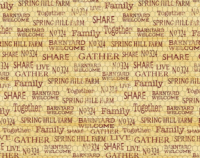 Spring Hill Farm Feedsack Words Fabric // Benartex 13249-33 by the Half Yard