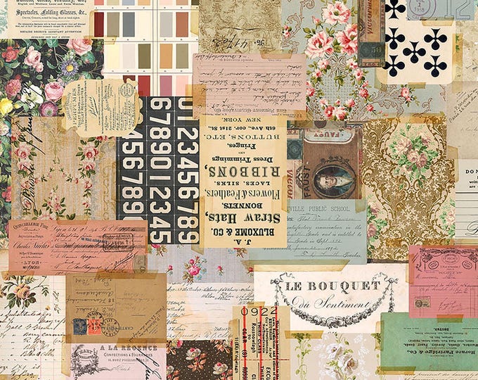 Tim Holtz Multi Palette Epemera Fabric // FreeSpirit PWTH325.MULTI by the Half Yard