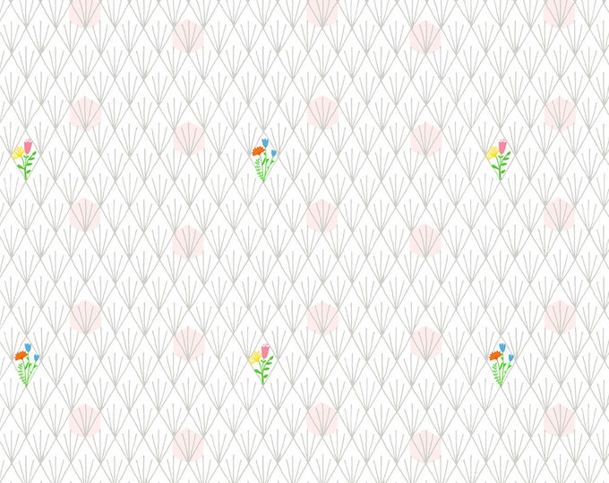 Favorite Things Flower Fabric // Windham 52154-2 White by the HALF YARD