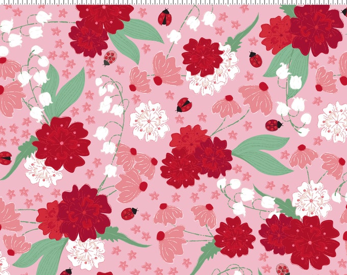 Ladybug Mania Floral Fabric // Clothworks Y3175-76 by the HALF YARD