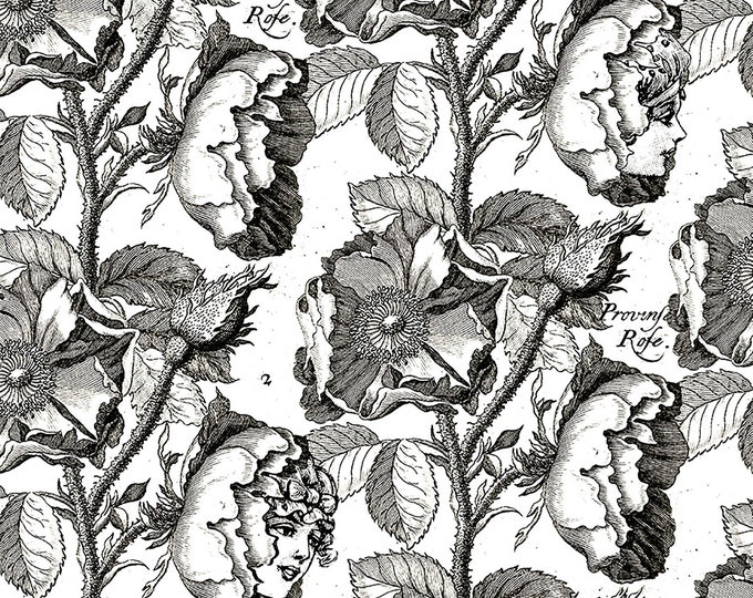 Mad Masquerade Queen's Living Garden Home Decor Fabric // Riley Blake Designs CD11955-White by the HALF YARD