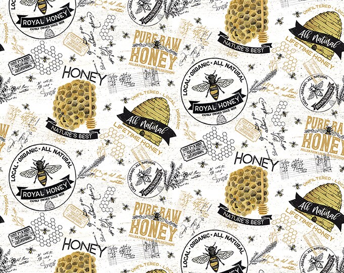 Bee's Life Main Parchment Bee Fabric // Riley Blake Designs C10100 by the HALF YARD