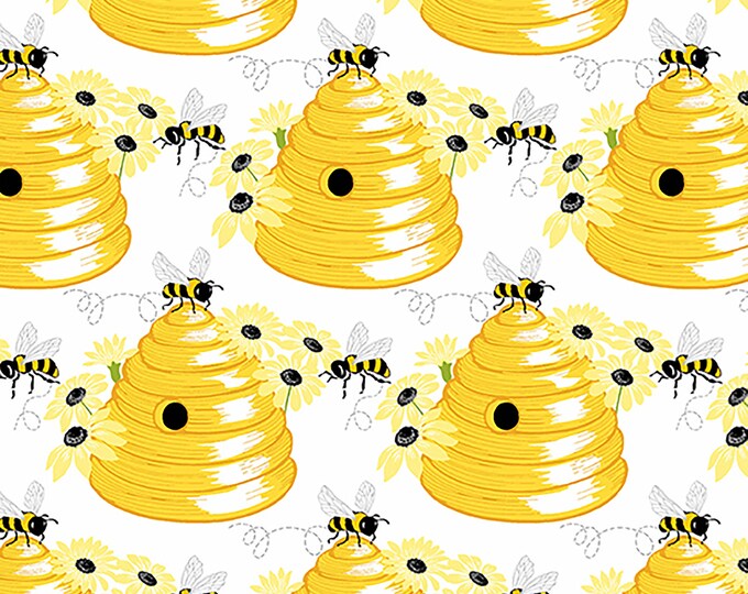 Sunny Bee Bee Hive Fabric // Andover A-9435-L by the Half Yard