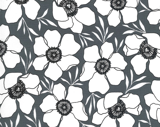 Illustrations Moody Floral Fabric // Moda 11502 14 Graphite by the Half Yard