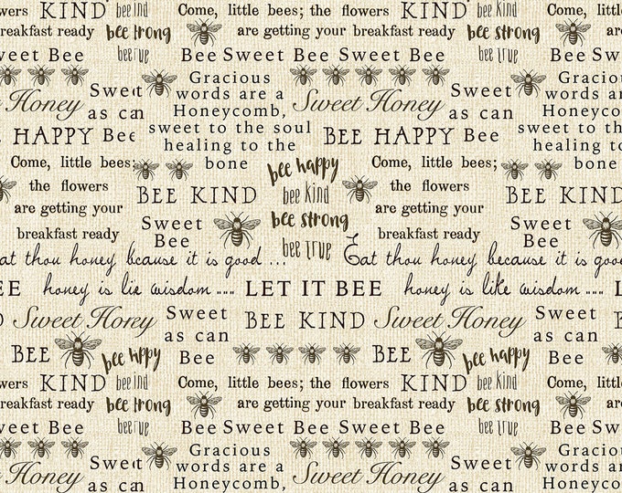 Garden Happy Word Happy Fabric // Benartex 9429-07 by the Half Yard