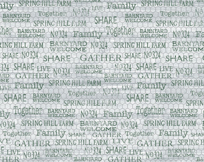 Spring Hill Farm Feedsack Words Fabric // Benartex 13249-13 by the Half Yard