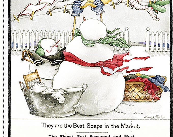 White as Snow 24"x43" Fabric Snowman Panel // Riley Blake PD13550-PANEL