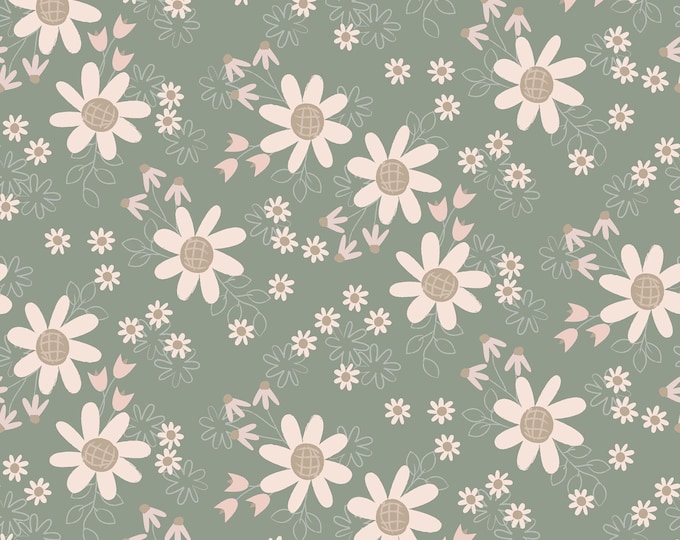 Hunny Bunny Large Floral Fabric // Clothworks Y3718-112 by the HALF Yard