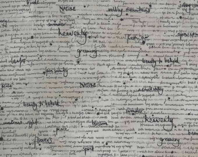 Botanicals Bird Notes Fabric // Moda 16913 13 Vintage Grey by the Half Yard