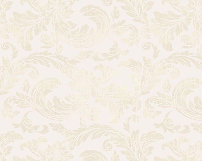 Belle Fleur Tonal Acanthus Leaves Fabric // Timeless Treasures FLEUR-CD3008 Cream by the HALF YARD