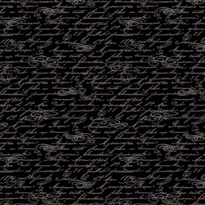 Queen Bee Text Script Fabric // Timeless Treasures BEE-CD1361 Black by the HALF YARD