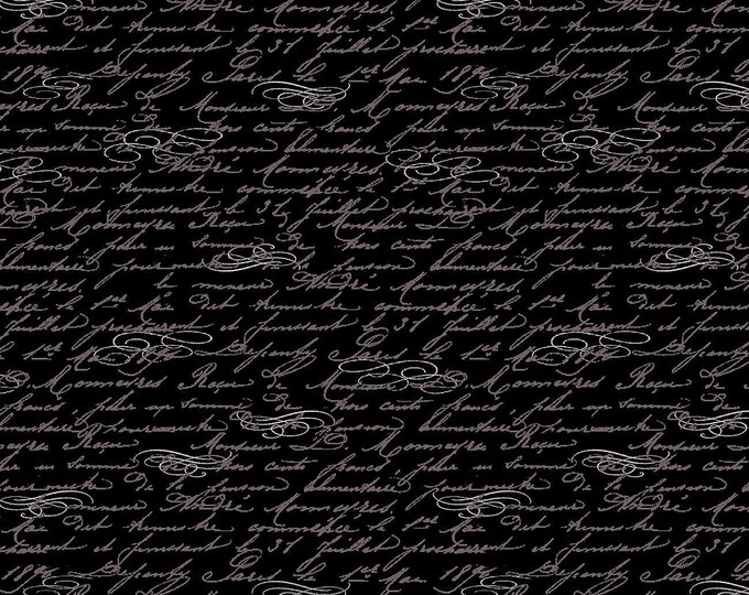 Queen Bee Text Script Fabric // Timeless Treasures BEE-CD1361 Black by the HALF YARD
