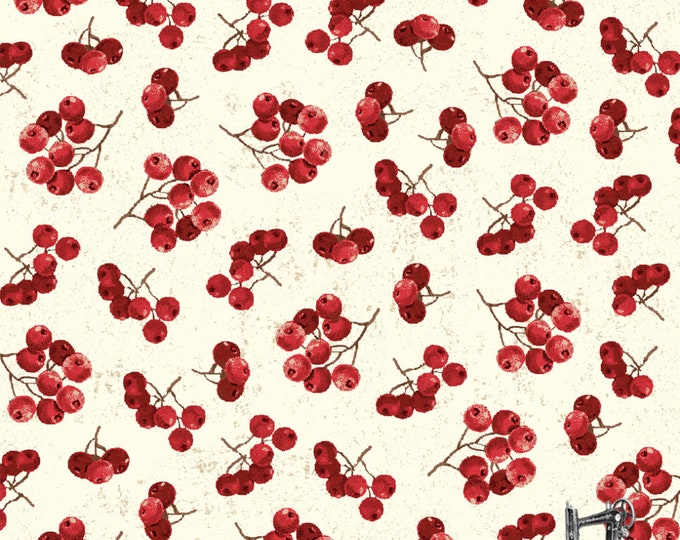 REMNANT 23" Noel Holly Berries Christmas Fabric // Whistler Studios // Windham Fabrics 42397-1