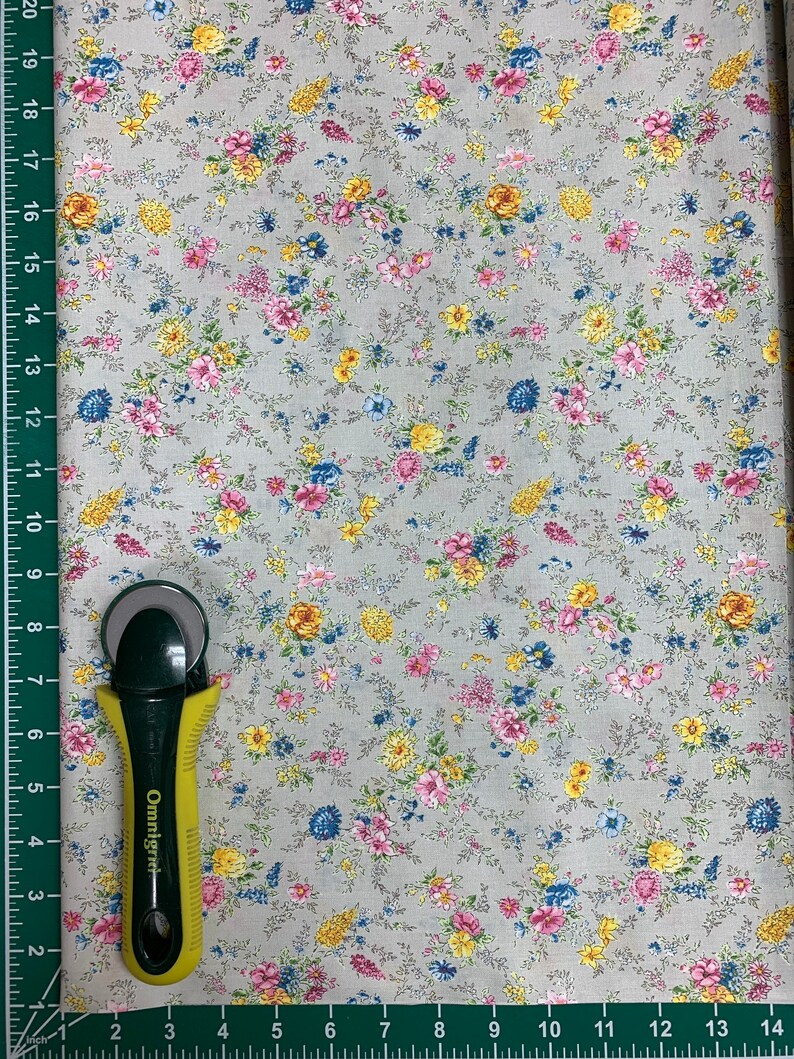 Memoire a Paris Grey Floral Fabric Lecien 820815 90 by the HALF YARD