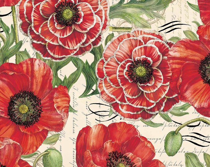 Poppies and Papillions Poppies Alone Fabric // Springs Creative 69939-3890715 by the HALF YARD