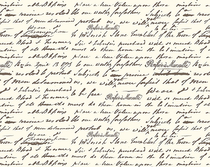 Buttercup Script Text Fabric // Timeless Treasures ERA-C1128 Cream by the Half Yard