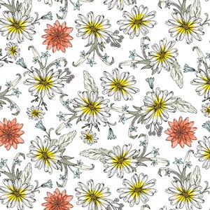 Dear Dahlia Darling Daisy Fabric // RJR Studios RJ6061-WH1 by the Half Yard