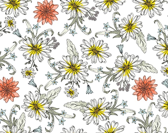 Dear Dahlia Darling Daisy Fabric // RJR Studios RJ6061-WH1 by the Half Yard