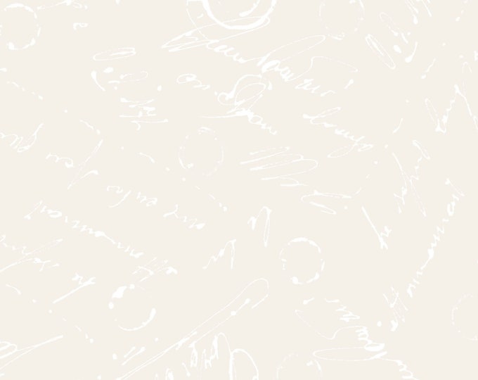 Soft White Solitaire Script Fabric // Maywood Studio by the Half Yard