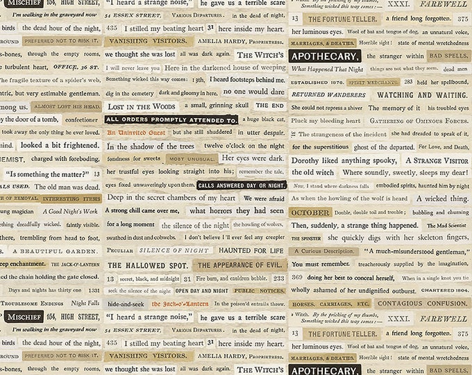 Tim Holtz Laboratory Creepy Clippings Fabric // FreeSpirit PWTH190.NEUTRAL by the Half Yard