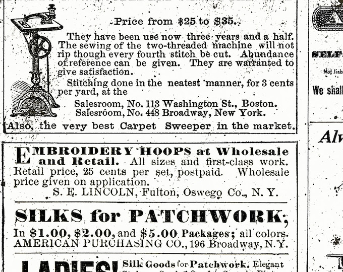 Sew Journal Vintage Sewing Ads Fabric // Riley Blake Designs C13888-WHITE by the HALF YARD