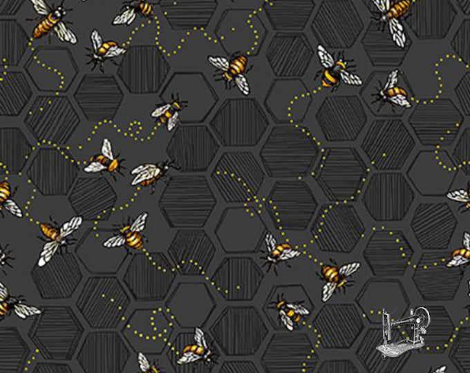 Bee Kind Charcoal Honey Bees Fabric // Paintbrush Studio by the Half Yard