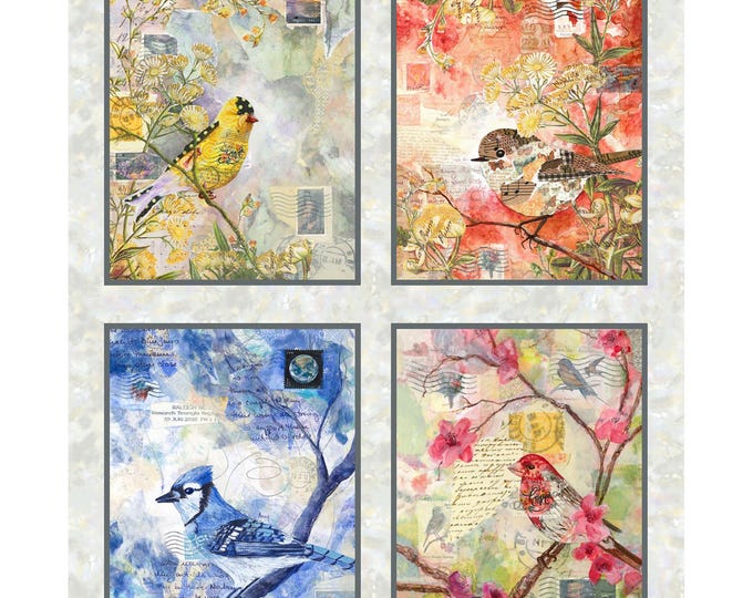 Air Mail Bird Blocks 36" Panel // StudioE 8506-19