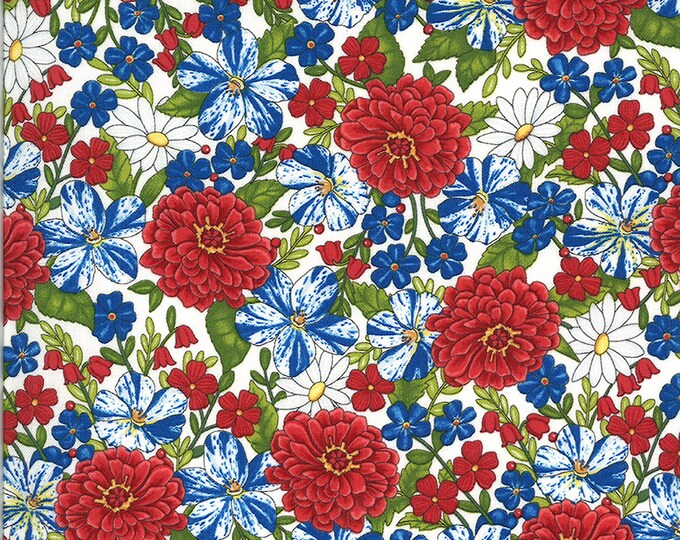 America the Beautiful Patriotic Posies Fabric // Moda 19982 12 by the Half Yard