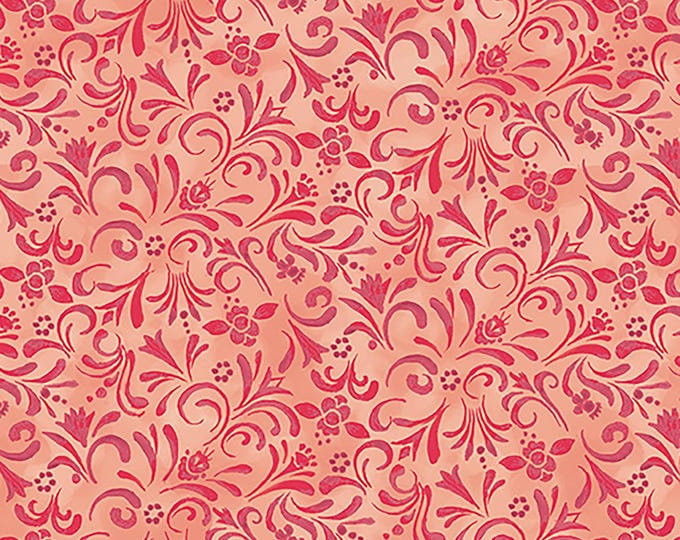 Shorelights Scroll Fabric // Benartex 9440-10 Red by the HALF YARD