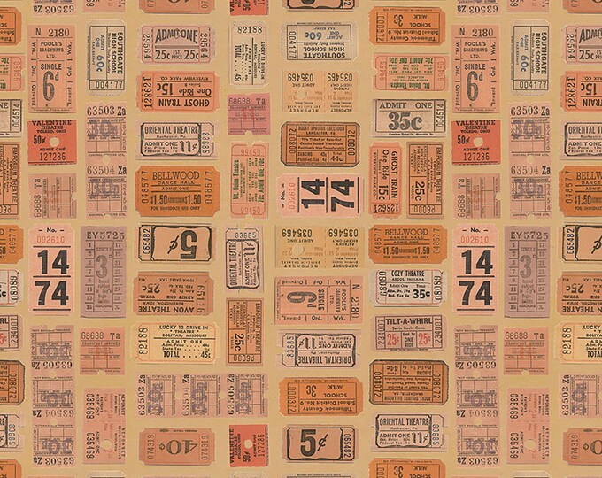 Tim Holtz Orange Palette Tickets Fabric // FreeSpirit PWTH232.ORANGE by the Half Yard
