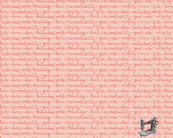 Heart & Soul Heart Values Text Fabric // Riley Blake Designs C6702-CORAL by the HALF YARD
