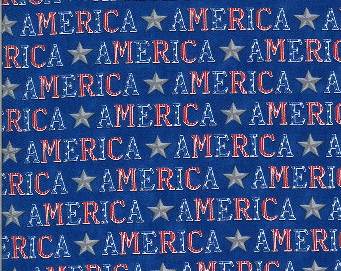 America the Beautiful American Type Fabric // Moda 19983 14 Lake Blue by the Half Yard