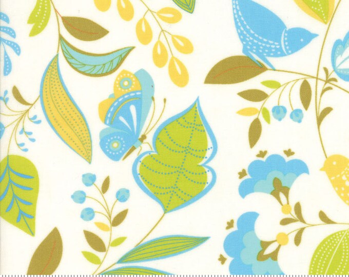 Wing Leaf Floral Birds Branches Fabric // Moda Fabrics 10060 21 by the HALF YARD