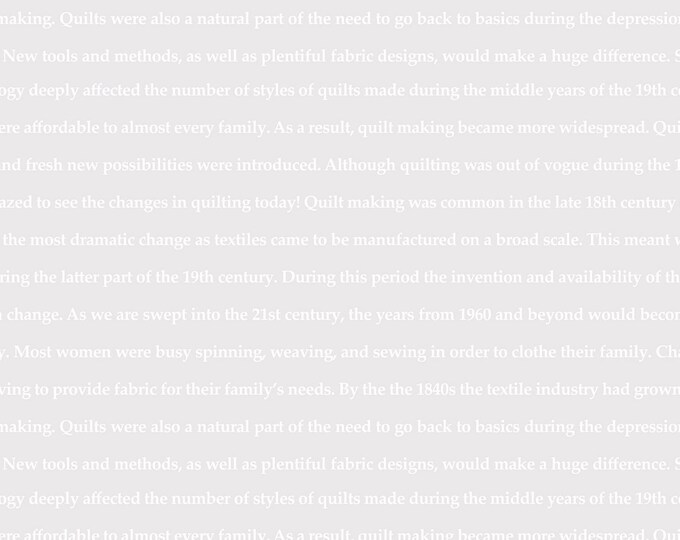 Fine Print Sewing History White on White Fabric // RJR Studios 3228-002 by the HALF YARD