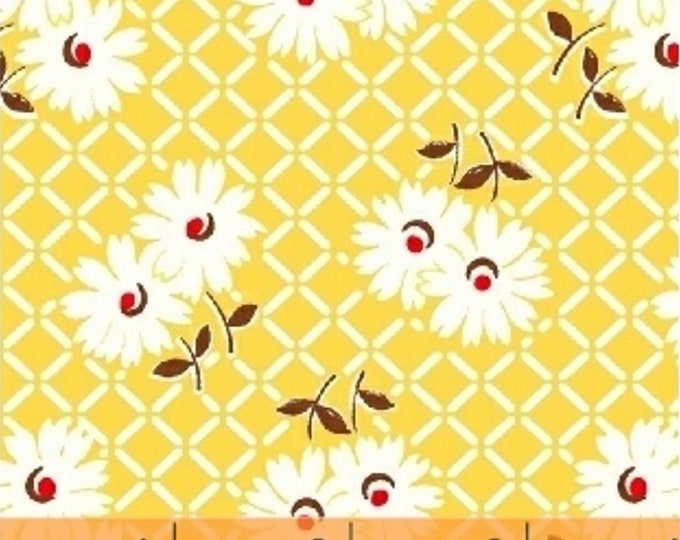 Sugarsack 2 Daisy Grid Fabric Daffodil // Windham Fabrics 51446-3 by the HALF YARD