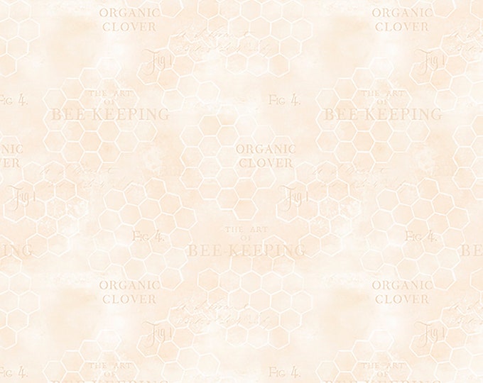 REMNANT 23" The Art of Beekeeping Bees Honeycomb Texture Fabric // Wilmington Prints 3017 27611 211