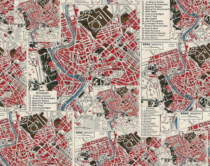 Tim Holtz Red Palette Map Fabric // FreeSpirit PWTH223.RED by the Half Yard